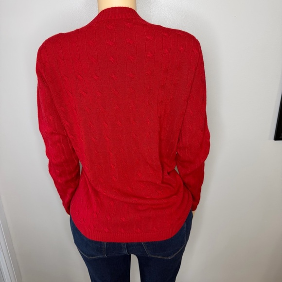 New York & Company Red Crew Neck Cable Knit Sweater XL Soft Cozy Pullover - Picture 4 of 9